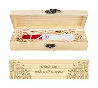 CHGCRAFT Coffret Cadeau en Bois avec Fleurs Sauvages et Papillons pour Annonce de Grossesse Souvenir de Test de Grossesse avec Ruban Raphia et Cadenas Cadeau D'Annonce pour Papa et Mari 8x2x1.2 pouce