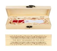 CHGCRAFT Coffret Cadeau en Bois avec Motif Floral en Dentelle pour Test de Grossesse avec Ruban en Raphia et Cadenas pour Annonce de Grossesse pour Papa et Mari 8x2x1.2 pouce