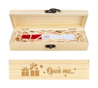 CHGCRAFT Coffret Cadeau Souvenir de Test de Grossesse en Bois avec Cœur D'Amour Boîte Cadeau D'Annonce de Grossesse avec Ruban en Raphia et Cadenas Cadeaux D'Annonce pour Papa et Mari 8x2x1.2 pouce