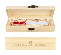 CHGCRAFT Coffret Souvenir de Test de Grossesse en Forme de Cœur avec Pieds en Bois Boîte Souvenir D'Annonce de Grossesse avec Ruba Raphia et Cadenas Cadeaux D'Annonce pour Papa et Mari 8x2x1.2 pouce