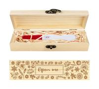 CHGCRAFT Coffret Souvenir de Test de Grossesse Fleurs Artistiques Coffret Cadeau en Bois pour Annonce de Grossesse avec Ruban en Raphia et Cadenas Cadeaux D'Annonce pour Papa Mari 8x2x1.2 pouce