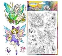 CHGCRAFT Fairy Clear Stamps papillon Pissenlit Fleurs Tampons en silice transparents Tampon transparent en silice pour la fabrication de cartes DIY Scrapbooking Album Photo Journal