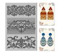 CHGCRAFT Feuilles de Texture en Argile Polymère Tapis de Texture de Bordure Vintage Tapis de Texture D'Argile en Caoutchouc en Dentelle Tapis de Motif de Modelage D'Argile Feuilles de Texture pour