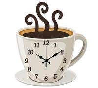 CHGCRAFT Horloge Murale à Café Horloge sans Tic Tac Forme Irrégulière Décorative Imprimée pour la Maison Ou Le Bureau 15 × 13 Pouces