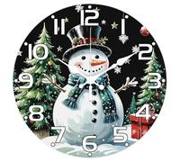 CHGCRAFT Horloge Murale de Noël à Motif Bonhomme de Neige 12(5) cm sans Tic Tac Coffret Cadeau Horloge Murale Ronde à Piles pour Chambre Salon Cuisine Bureau