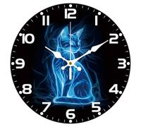 CHGCRAFT Horloge Murale Fluorescente sans Tic Tac Motif Chat Lumineux Horloge Murale Décorative Ronde de Imprimée pour la Décoration de la Maison Ou du Bureau