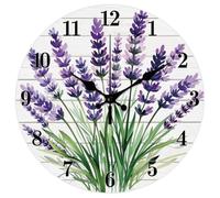 CHGCRAFT Horloge Murale Lavande 12 Pouce Silencieuse sans Tic Tac à Piles Décorative Ronde pour la Maison Ou Le Bureau
