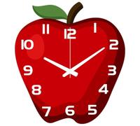 CHGCRAFT Horloge Murale Motif Pomme 14.7(5) cm Grain de Bois sans Tic Tac Forme Irrégulière Horloge Murale à Piles pour Chambre Salon Cuisine Bureau