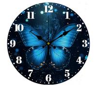 CHGCRAFT Horloge Murale Papillon Bleu 12(5) cm Fonctionne avec des Piles Silencieuse Décorative sans Tic Tac pour Salon Bureau Chambre à Coucher Décoration D'Intérieur