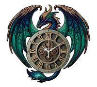 CHGCRAFT Horloge Murale Rétro à Motif Dragon 13.8(5) cm sans Tic Tac Forme Irrégulière Horloge Murale à Piles pour Chambre Salon Cuisine Bureau