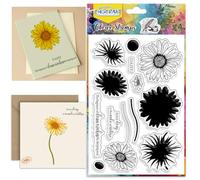 CHGCRAFT Layered Daisy Clear Stamps Fleurs silice Tampons Transparents Plantes Sceaux de timbres transparents pour DIY Scrapbooking Photo Album Decoration,4,3 x 6,3 pouces