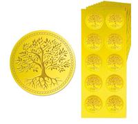 CHGCRAFT Lot de 150 autocollants en feuille d'or en forme d'arbre de vie - Doré gaufré - Décoration de médaille, certification, remise de diplôme, d'entreprise, sceaux de notaire