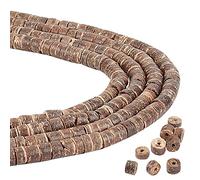 CHGCRAFT Lot de 592 perles rondes et plates naturelles en coquille de noix de coco marron pour la fabrication de bracelets, colliers, bijoux