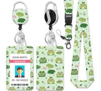 CHGCRAFT Porte-badge rectangulaire en plastique motif grenouilles libellules dans l'étang - Pour enseignants, étudiants, infirmières, bureau, animaux mignons, 10,9 x 6,1 cm