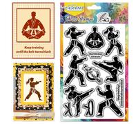 CHGCRAFT Tampons Transparents en Silicone à Motif de Taekwondo pour Scrapbooking Création de Cartes et Décoration en Papier (6.3 × 4.3 pouces).