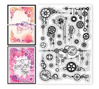 CHGCRAFT Tampons Transparents Silicone Cadres D'Engrenages Tampons Transparents Tampons pour L'Artisanat Cartes pour la Fabrication Cartes Bricolage Scrapbooking Album Journal Décoration Artisanat