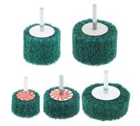 ChgImposs Lot de 5 roues à lamelles montées - Tête de meulage en fibre à lamelles 120 # Mini brosse abrasive pour perceuse Tampon à récurer en nylon Outils pour enlever la rouille et la bavure de