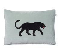 Chhatwal & Jonsson Housse de coussin brodée Panthère Noire 40 x 60 cm Aqua