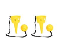 CHHELIHL Ensemble de 2 balles en plastique mat, mate, poignée Stable, lancer et attraper une balle pour l'exercice de réflexivité, cadeau pour enfants (Jaune)