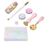 CHHELIHL Kit de Tampons de Cire pour Lettres, Invitations, Cadeaux, avec Manche en Bois, Tampons à Motifs Multiples, Impression Claire, Bel Emballage, Collocation de Couleur