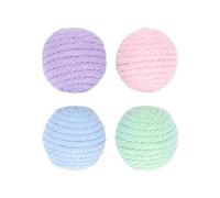 CHHELIHL Lot de 4 balles en Corde de Coton avec Cailloux bruissants pour Chatons, Jouet interactif tissé Anti-Ennui.