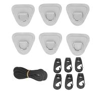 CHHELIHL Lot de 6 Cordes élastiques en PVC avec Anneau en D en Acier Inoxydable pour Bateaux gonflables, canoës, Kayaks, Planches de Surf, Planches à pagaie Verticales (Grise)