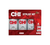 CHI Kit Home Stylist unisexe 4 pcs – Shampooing, Soin, Keratin Mist (3×12oz) & Silk Infusion 2oz