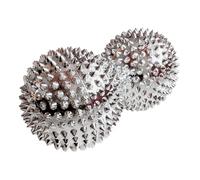 CHI-ENTERPRISE - Deux balles de massage magnétiques - Moyennes | Balles de fascia pour le traitement auto-thérapeutique de l'acupression | Contenu : 2 balles hérisson argentées, 47 mm de diamètre