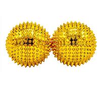 CHI-ENTERPRISE - Deux balles de massage magnétiques - Petite | Balles de fascia pour le traitement auto-thérapeutique de l'acupression | Contenu : 2 balles hérisson dorées, 55 mm de diamètre chacune