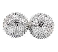 CHI-ENTERPRISE - Deux balles de massage magnétiques - petites | Balles de fascia pour le traitement auto-thérapeutique de l'acupression | Contenu : 2 balles hérisson argentées, 55 mm de diamètre
