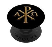 Chi Rho: Alpha Omega - Symboles chrétiens - Jésus-Christ PopSockets PopGrip Adhésif