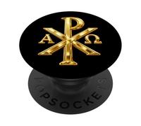 Chi Rho avec Le Symbole Alpha Omega PopSockets PopGrip Adhésif