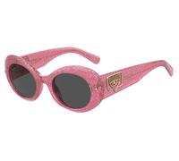 Chiara Ferragni Femme Chiara Ferragni CF 7004/S QR0/IR Lunettes de soleil outlet Plastique Rose Paillettes Gris Ronde