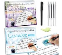 chiazllta Lot de 2 cahiers d'exercices d'écriture rainurés cursifs réutilisables avec stylos à encre disparue pour débutants (lecture et poèmes)