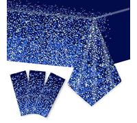 chiazllta Lot de 3 nappes à Paillettes Bleues Scintillantes pour Mariage, Vacances, Remise de diplôme, Anniversaire de Mariage, décoration intérieure ou extérieure