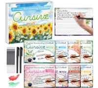 chiazllta Lot de 8 cahiers d'exercices d'écriture cursive rainurés avec stylos à encre disparaissants, réutilisables pour enfants, débutants et activités d'apprentissage