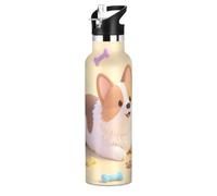 Chibi Bouteille d'eau de sport anti-fuite et sans BPA avec poignée à double paroi isotherme pour eau, lait, jus, école, camping, sport