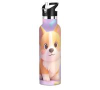Chibi Bouteille d'eau réutilisable sans BPA avec pailles, double paroi isolée sous vide, pour sport, gym, plein air, voyage, école