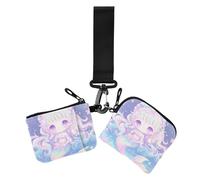 Chibi - Lot de 2 porte-cartes pour femme style sirène mignonne colorée avec poche zippée pour pièces de monnaie, Chibi - Style mignon sirène coloré, 1 size, Décontracté