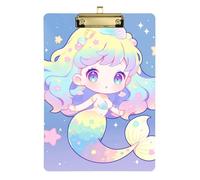 Chibi Porte-bloc en métal transparent avec motif sirène mignonne format A4 pour professeur 9 x 12