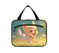Chibi Style Cartoon Cute Dog Hanging Travel Size Toilettes pour homme avec crochet, Sac de soins de la peau pour femme Voyage Vacances Bolsas de maquillaje para Mujer L