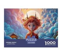 Chibi-style with Red Hair Horns 1000 Pièces Papier Écologique Résistant Coffret De Puzzles Fantasy Horned Creature Stimulant Et Éducatif Jeu Familial Puzzles Cadeaux Pour La Famille Et Les Amis 52x38c