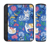 Chic American Cats Royal Lot de 2 housses de ceinture de sécurité Bleu roi Coupe dans le cou pour la plupart des voitures funda para cinturón de carro