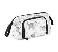 Chic American Shorthair Cats Boîte à crayons blanche grande capacité Trousse à crayons portable pour adolescents pour adultes Fournitures scolaires