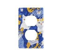 Chic American Shorthaircats Couvertures de prises décoratives Bleu roi Plaque murale Plaques d'interrupteur et Couvertures de prise Tapa para interruptor de luz Duplex Outlets
