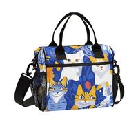 Chic American Shorthaircats Royal Blue Crossbody Lunch Tote Bags with Shoulder Strap Lunch Box for Middle School for Outdoor lonchera para Hombre de Trabajo