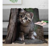 Chic Animal Plaid Chat 3D Imprimé Microfibre Décor Maison Couverture Chaton Jeté Lit Canapé Adulte Tout Saison 80×90(200x230cm)