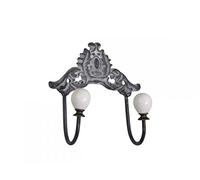 Chic Antique Crochet mural avec 2 crochets de suspension avec bouton en porcelaine Gris Fer 12 x 12 cm