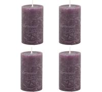 Chic Antique Lot de 4 bougies piliers rustiques Macon - 100 % paraffine - Longue durée de combustion - 8/D 5 cm - Prune