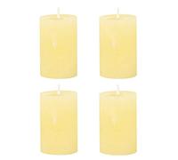 Chic Antique Lot de 4 bougies piliers rustiques Macon Bougie Antique Bougies d'autel 100% paraffine Longue durée de combustion (Jaune melon, 8 x 5 cm)
